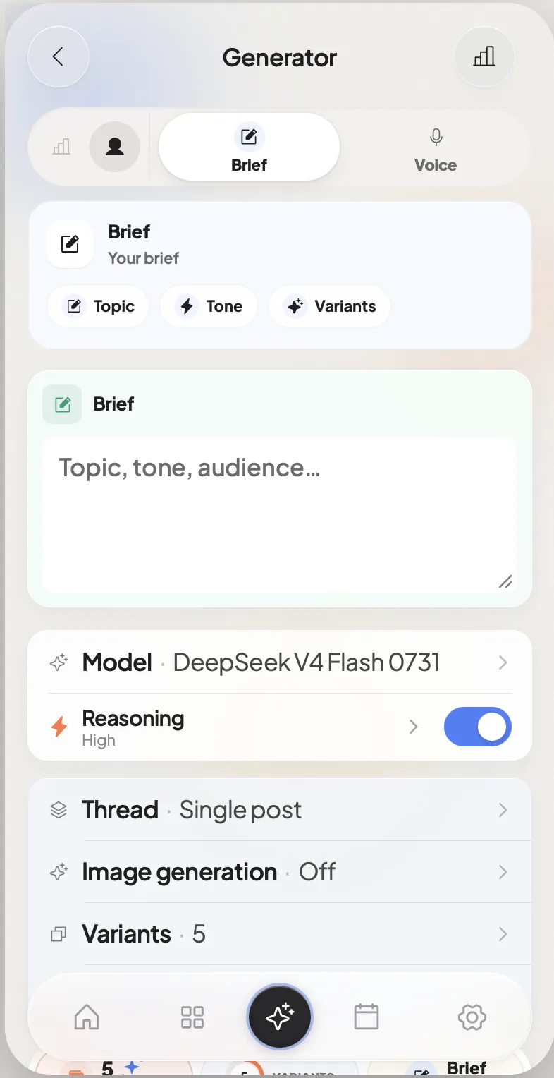 Generator brief from a saved post